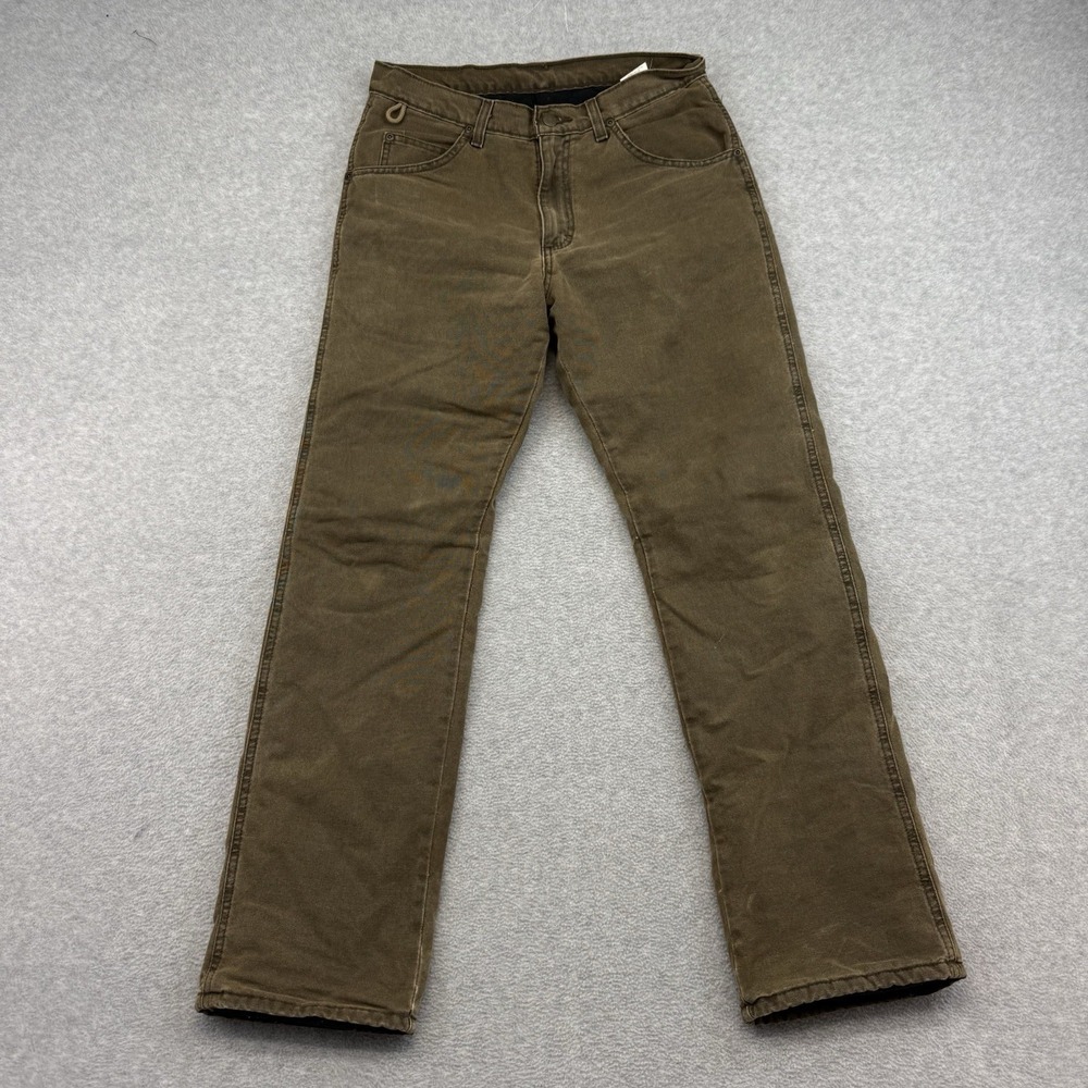 Wrangler Rugged Wear Pants Mens 30x3" Brown‎ Fleece Insulated Lined Work Outdoor